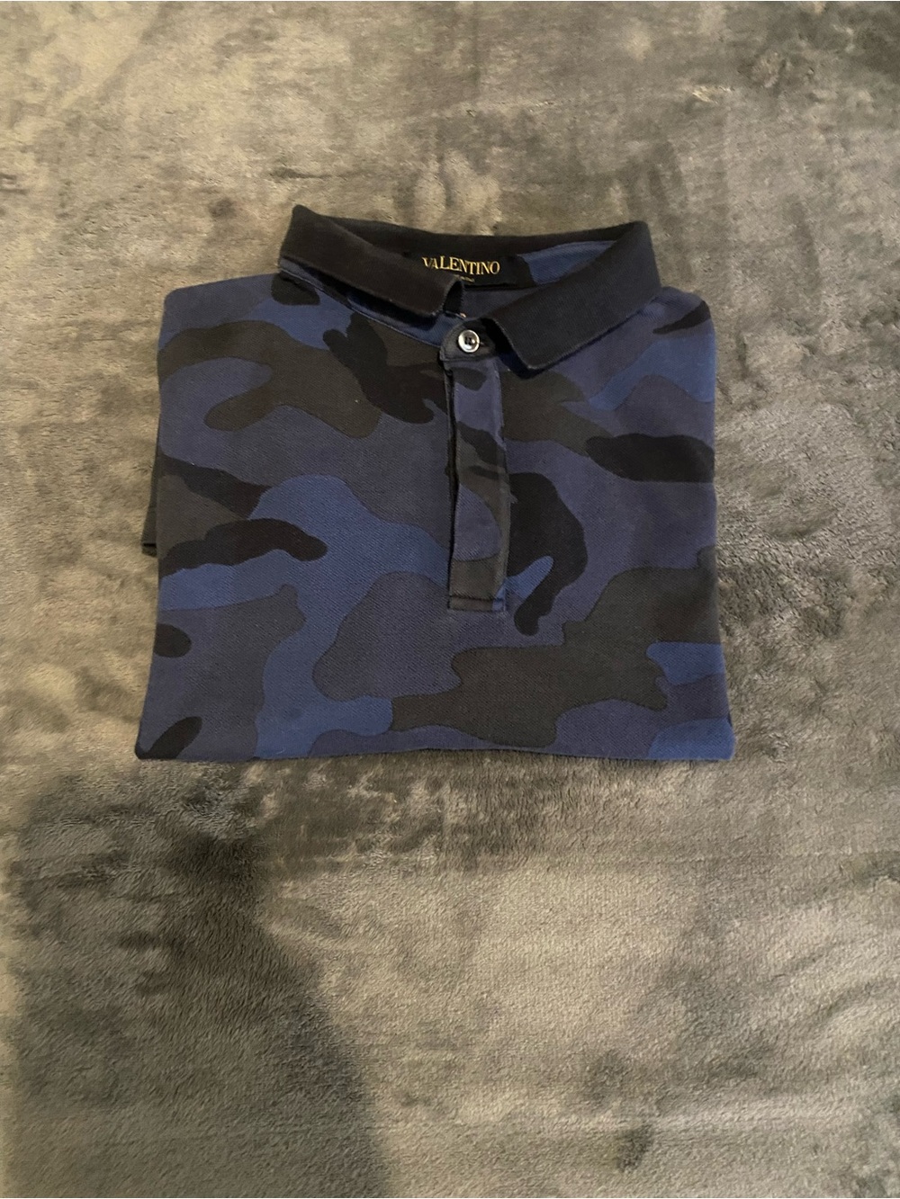 Valentino Rock Stud Blue & Black Camouflage Polo